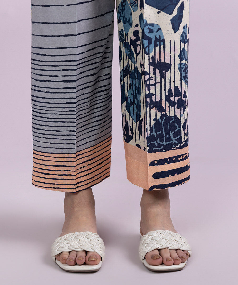 Women's Pret Cambric Printed Multi Straight Pants