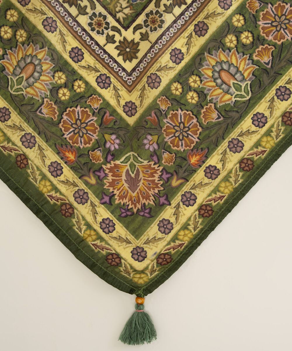 Tussar Silk Printed Green Dupatta