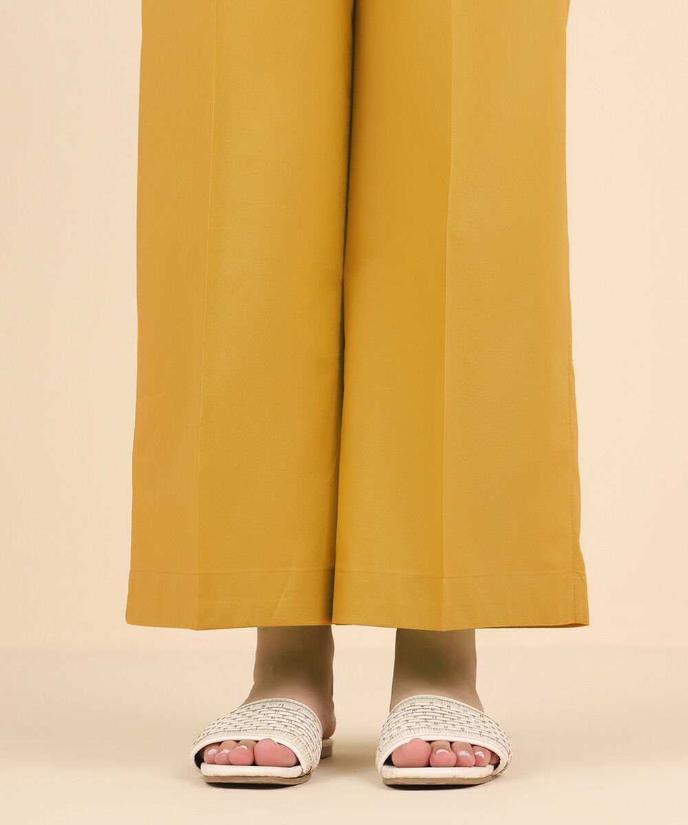 Unstitched Women's Yellow Cotton Trousers