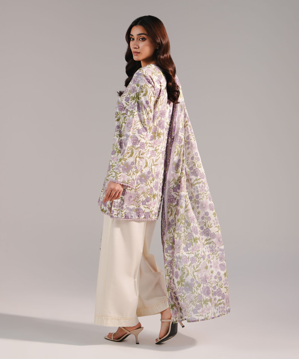 Women's RTW Cotton Viscose Printed Lavender 2 Piece Suit