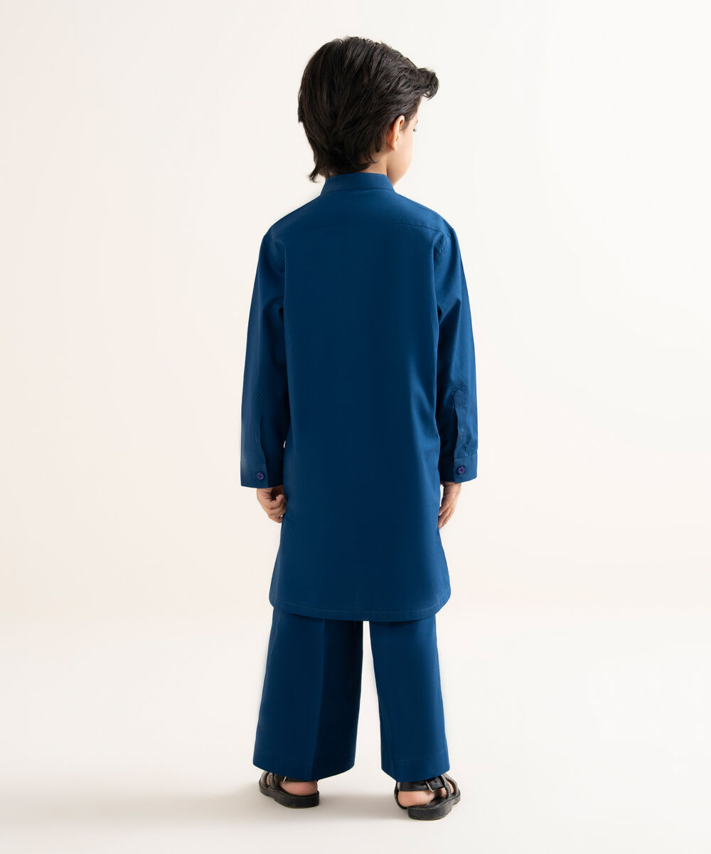 Men's Latha Plain Blue Kurta Trouser