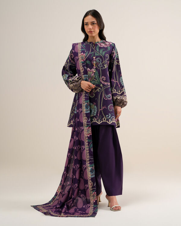 3 Piece - Printed Cotton Viscose Suit