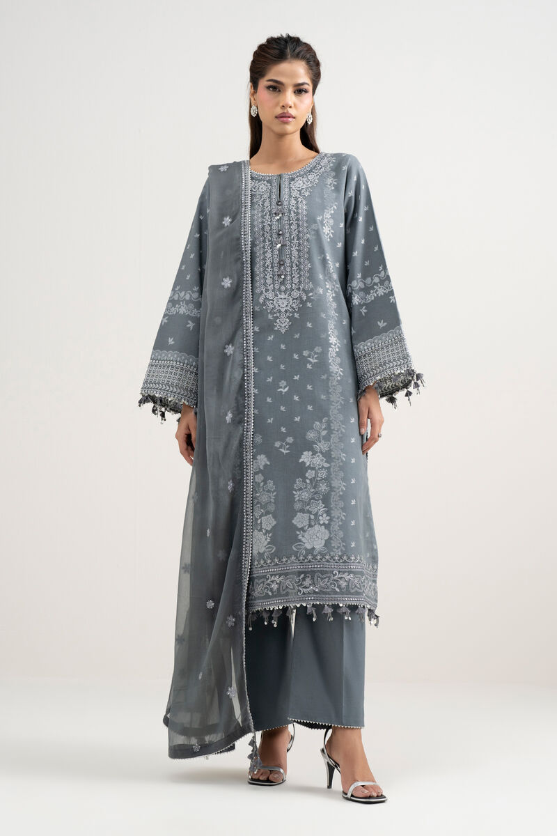 3 Piece - Embroidered Jacquard Suit