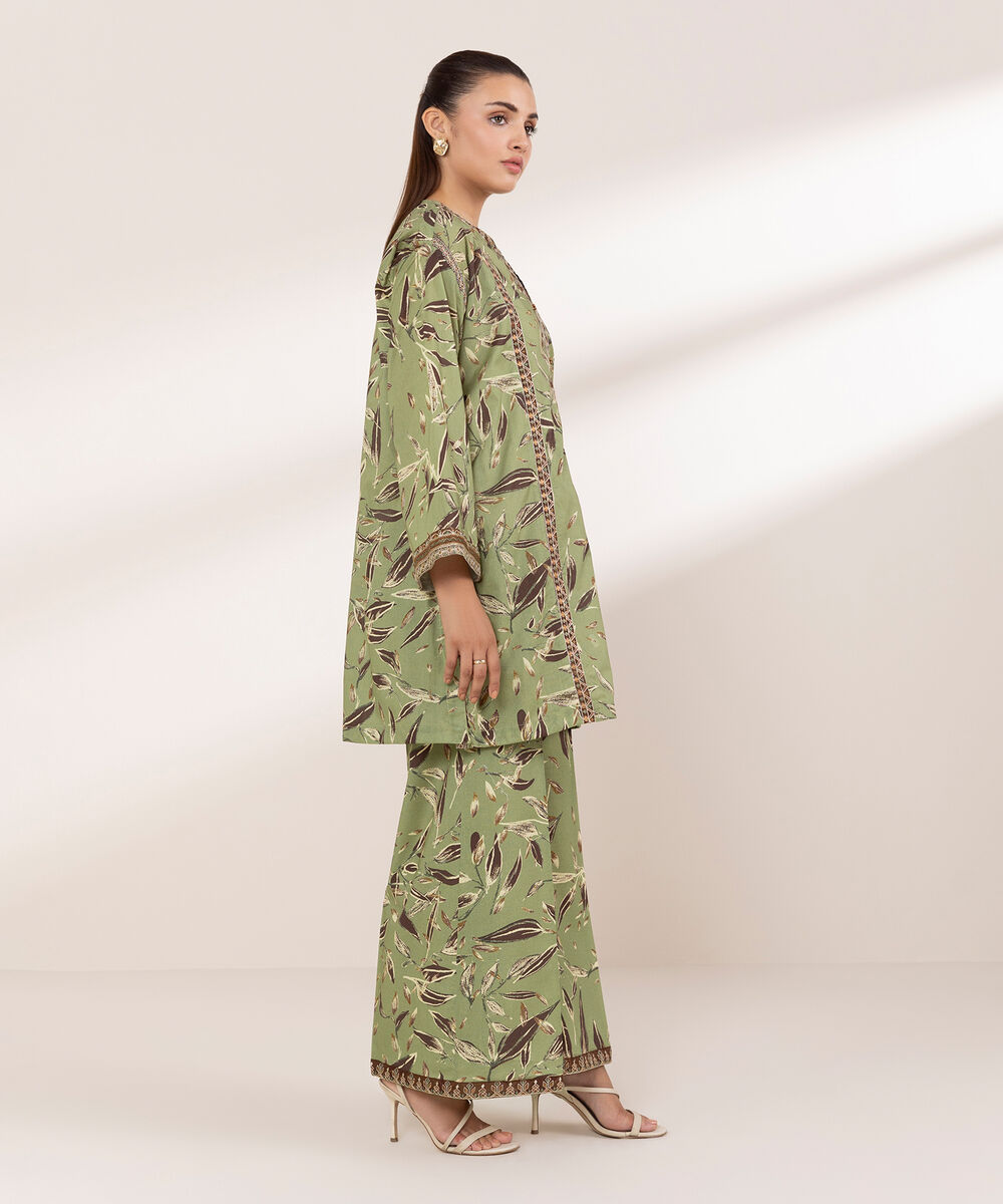 Women's RTW Lawn Green Embroidered Boxy Shirt