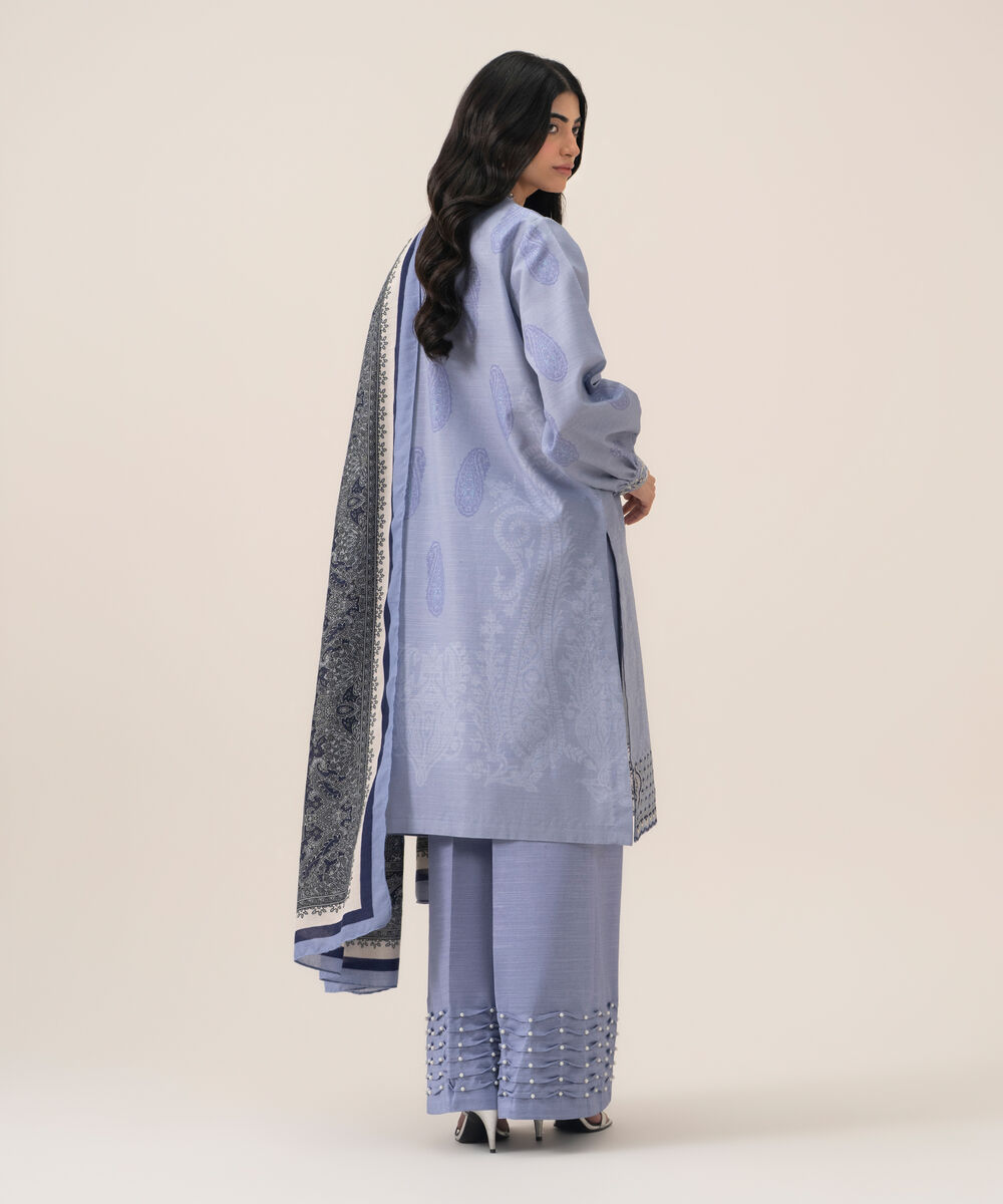 Women's Unstitched Premium Khaddar Printed Lilac 3 Piece Suit
