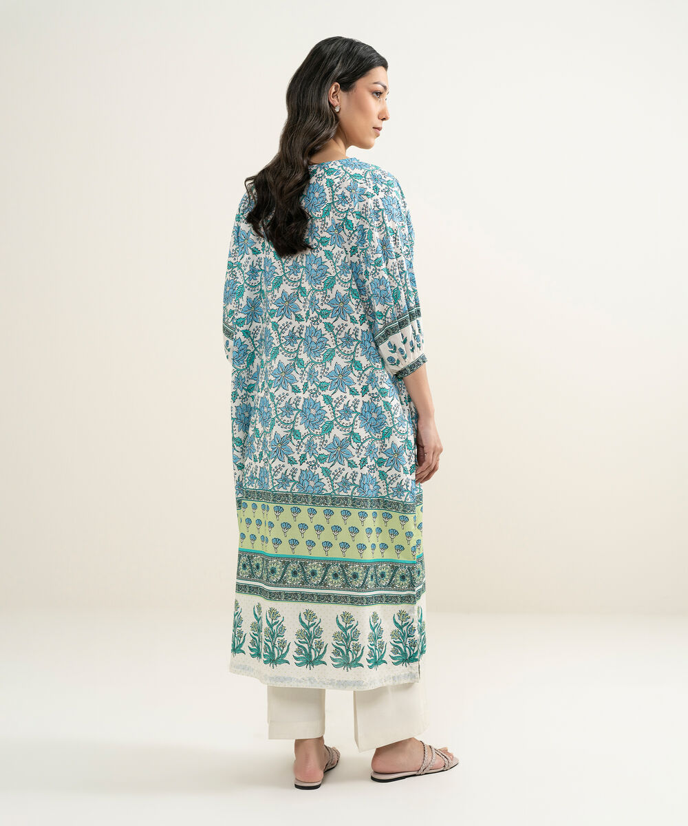 Women's RTW Lawn Printed Blue Dress Shirt