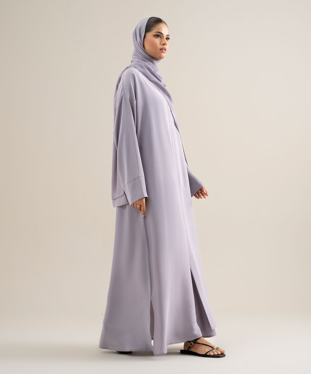 Women's Polyster Lilac Regular Abbaya Set