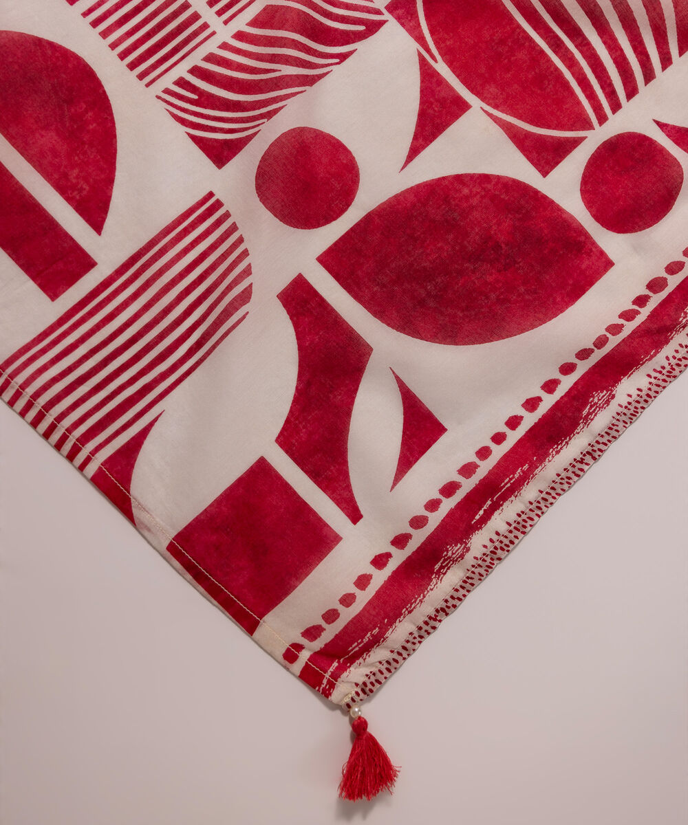 Lawn Printed White Dupatta