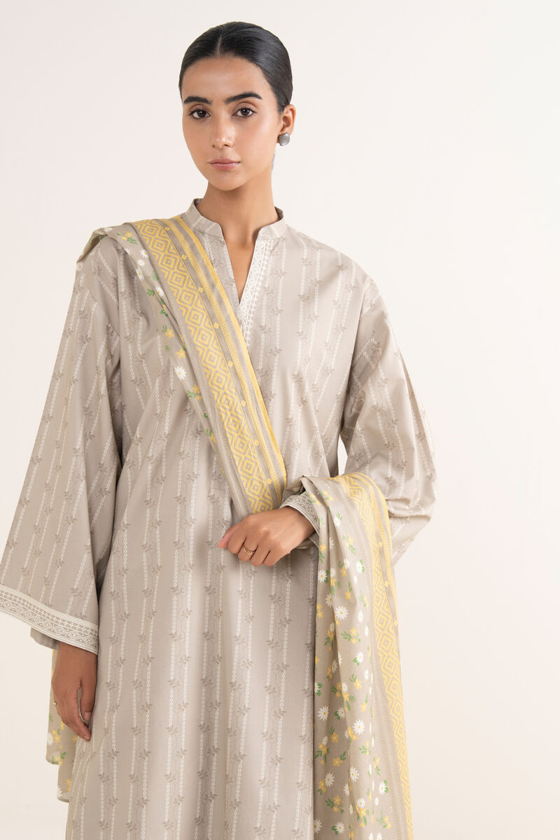 3 Piece - Printed Cotton Suit