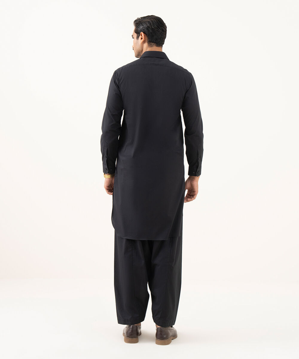 Men's 100% Cotton Plain Black Kurta Shalwar