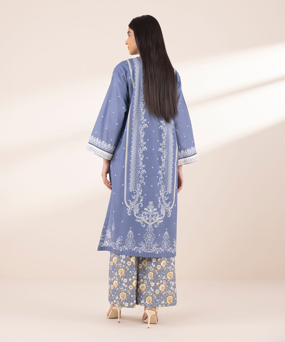 Women's RTW Cross Hatch Blue Printed Boxy Shirt