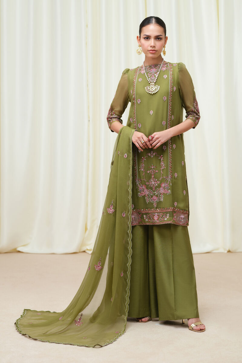3 Piece - Embroidered Chiffon Suit
