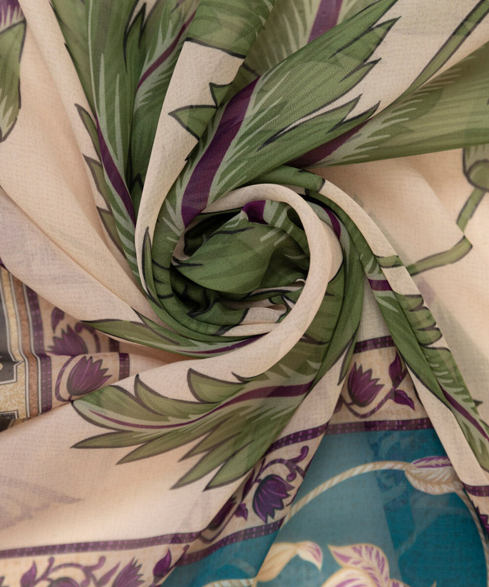 Women's Pret Printed Turquoise Blended Tissue Dupatta