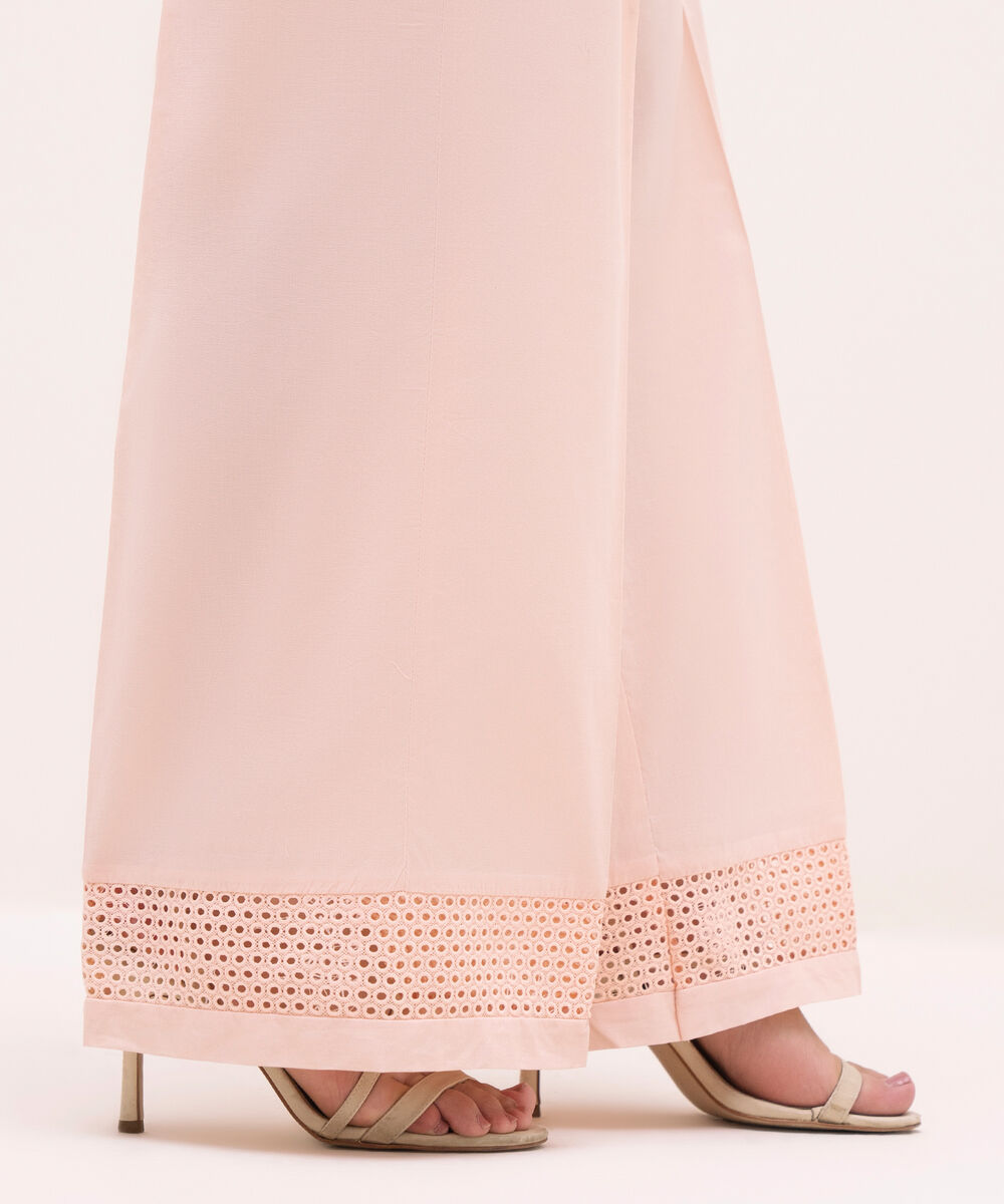 Women's RTW Cambric Pink Solid Culottes