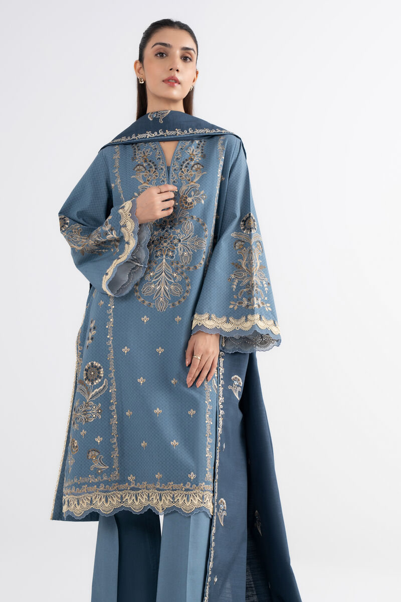 3 Piece - Embroidered Dobby Suit