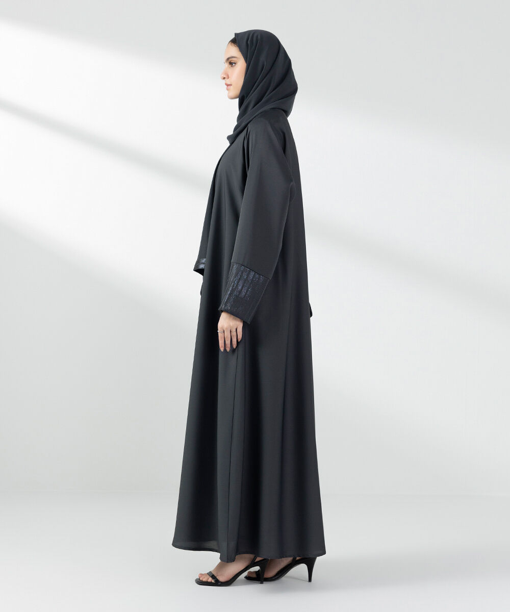 Woman - Grey Button Through Abaya