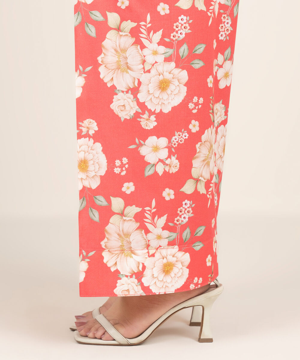 Women's RTW Cambric Printed Pink Shalwar