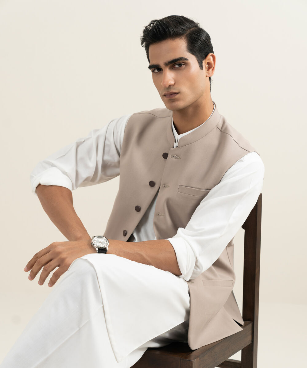 Men's khaki Premium Wash & Wear Waistcoat