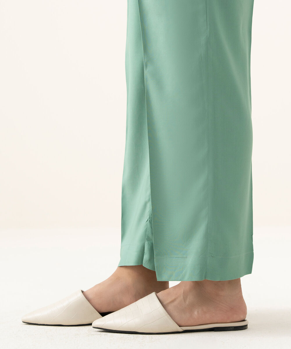 Women's RTW Linen Green Dyed Straight Pants