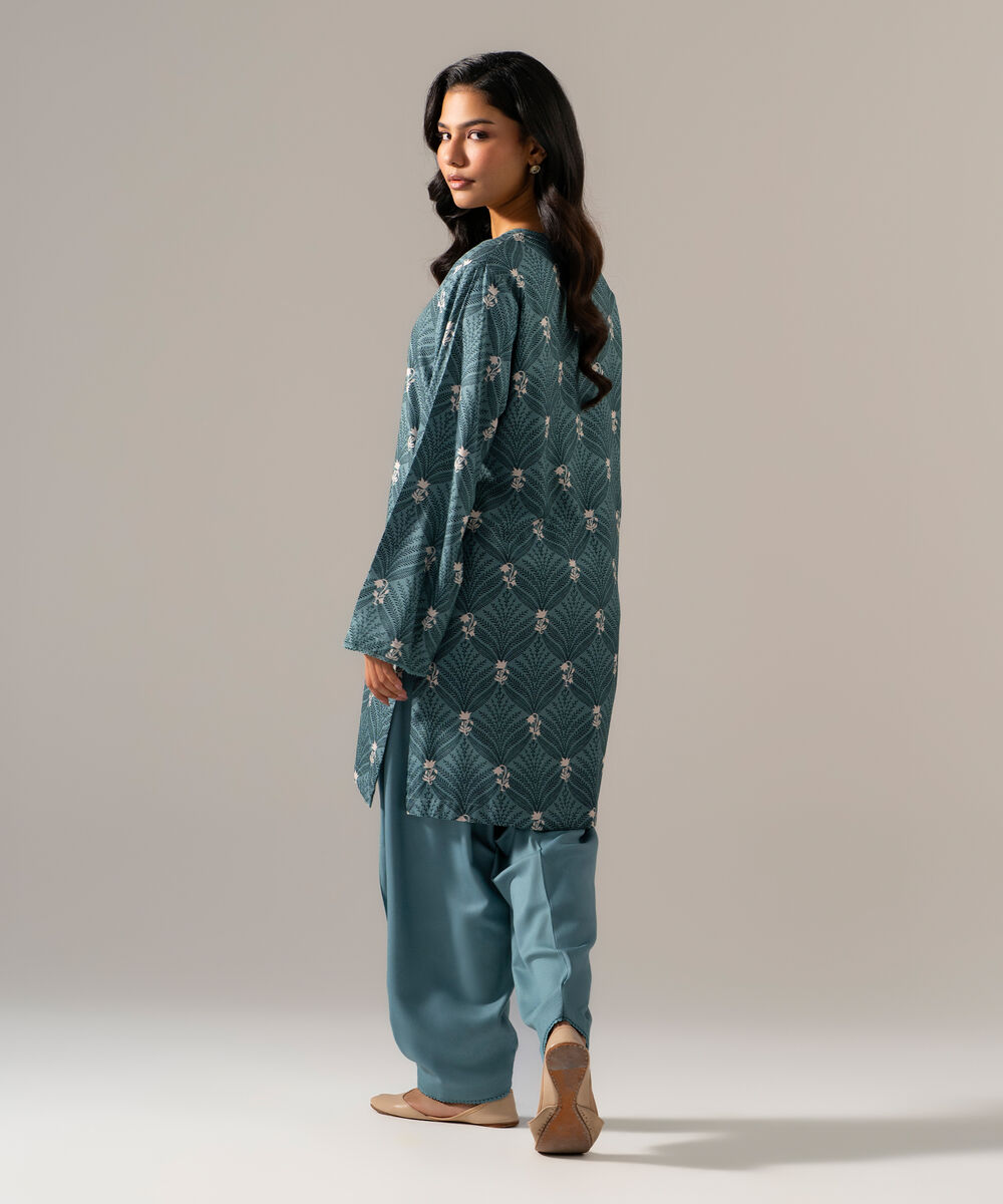 Women's RTW Viscose Marina Printed Blue Straight Shirt