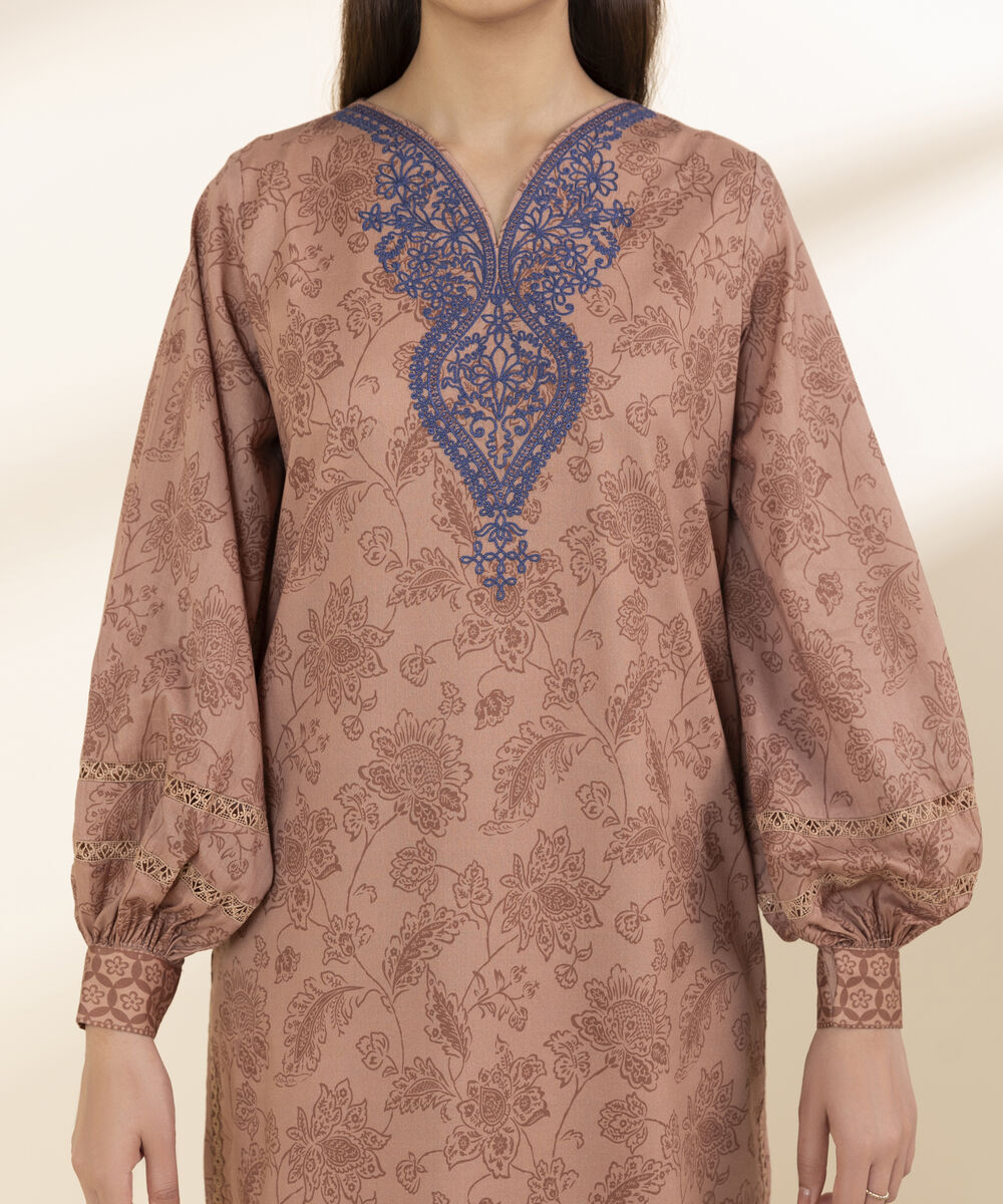 Unstitched Women's Beige Lawn Shirt Dupatta