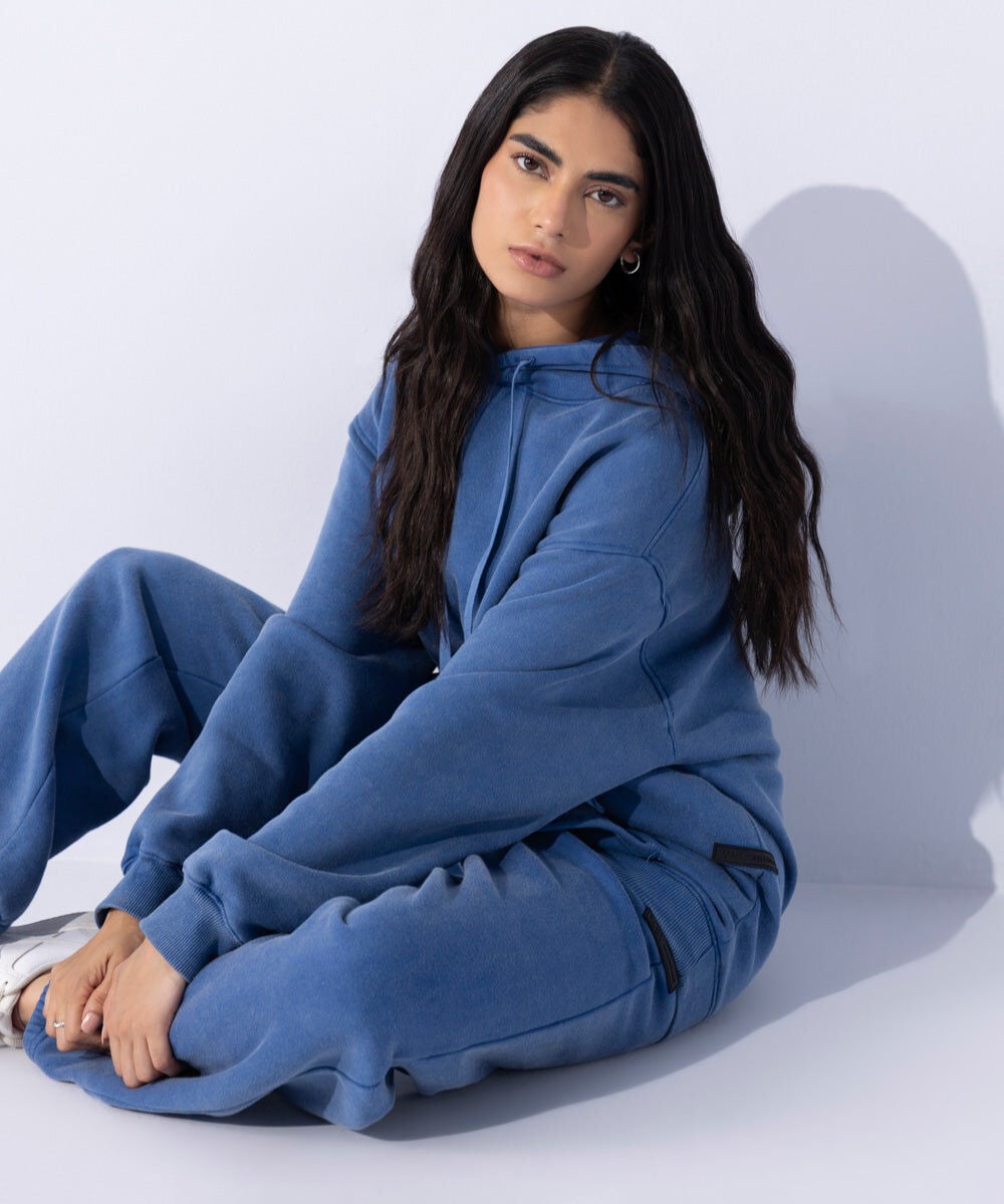 Woman - Blue Unisex Acid Washed Hoodie