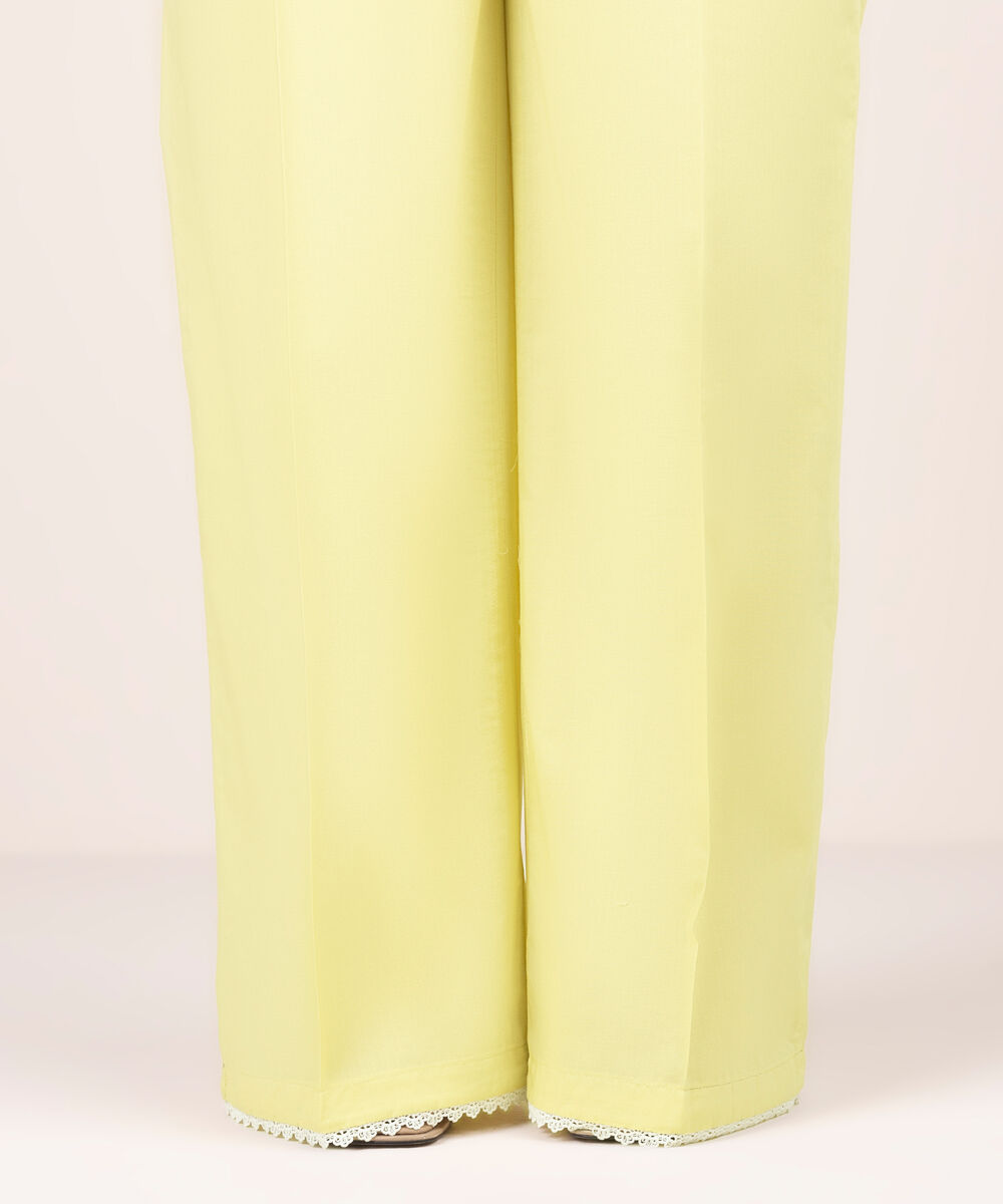 Women's RTW Lawn Solid Yellow Culottes