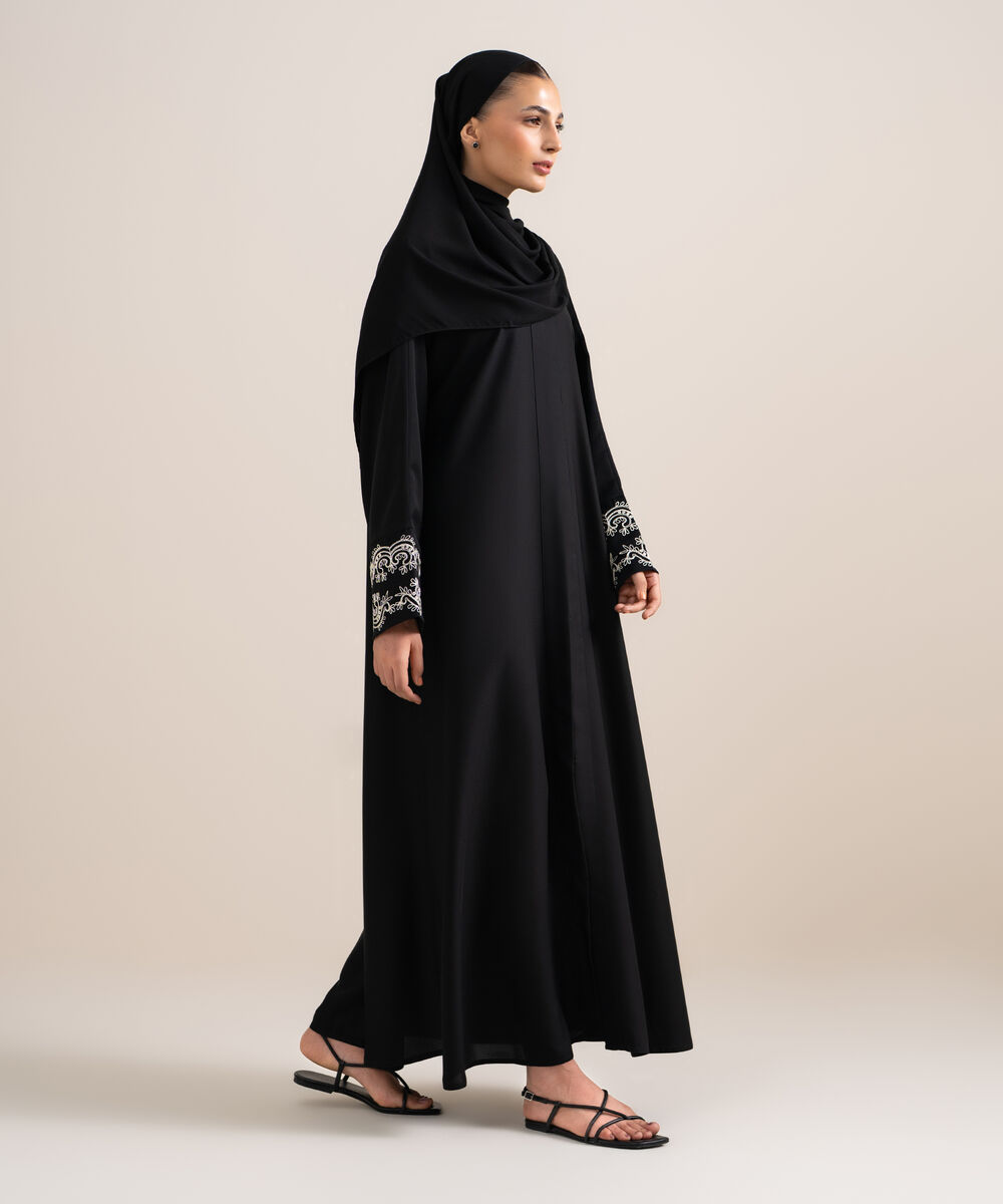 Women's Black Kimono Abaya Set