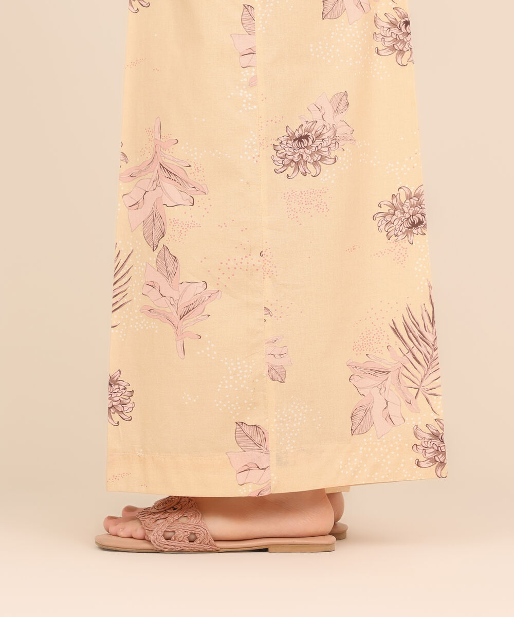 Women's RTW Cambric Peach Printed Flared Pants