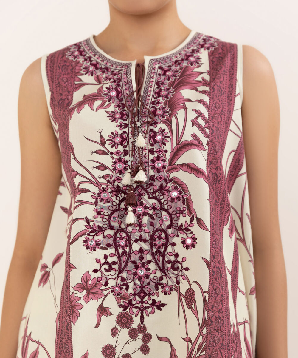 Women's Unstitched Cotton Embroidered Multi Three Piece Suit