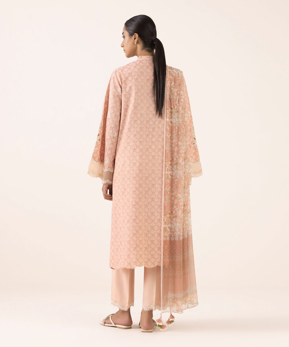 Women's Unstitched Linen Jacquard Dyed Three Piece Suit