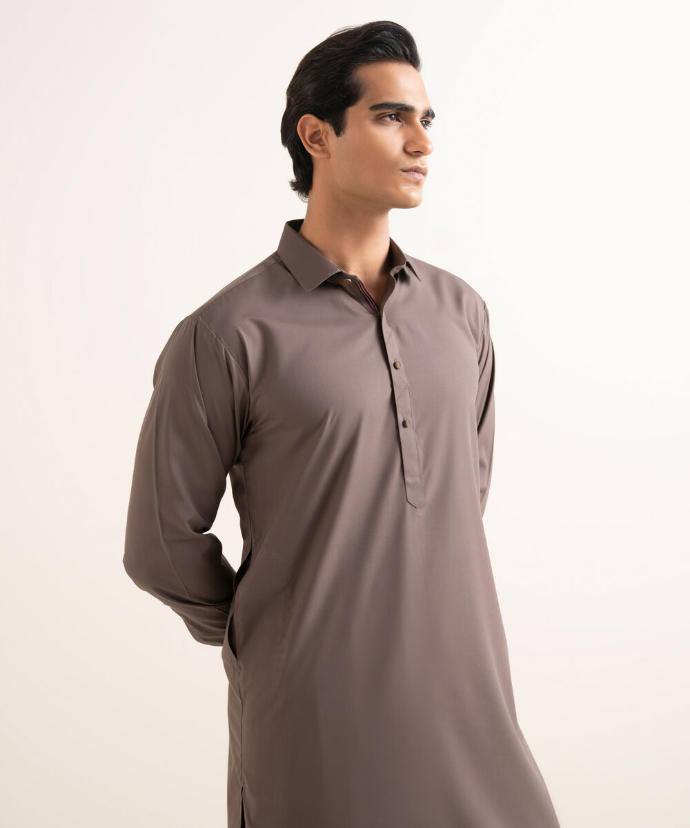 Men's Stitched Premium Wash & Wear Brown Suit