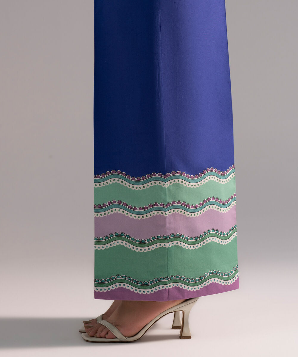 Women's RTW Cambric Printed Blue Culottes