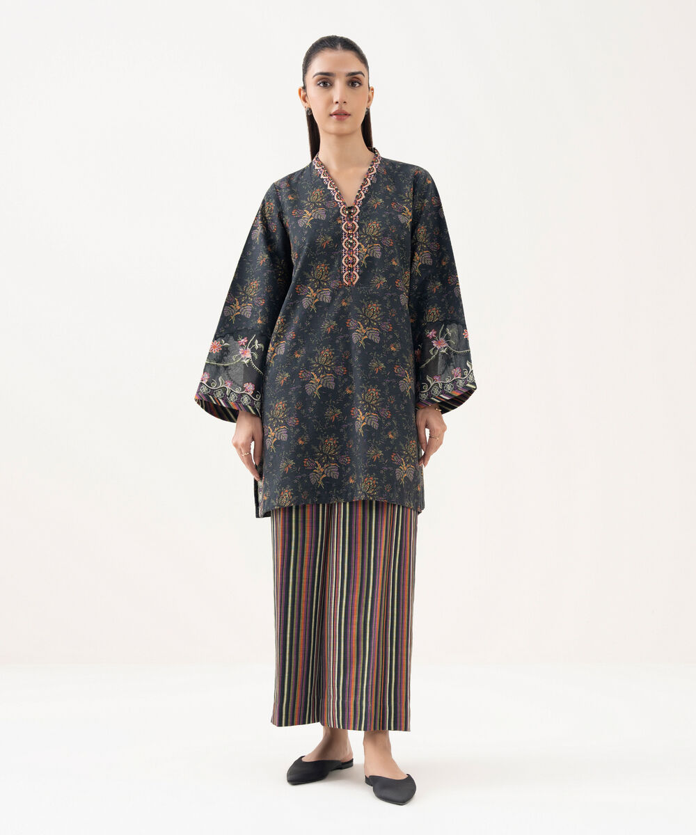 Women's Unstitched Khaddar Embroidered Multi 2 Piece Suit