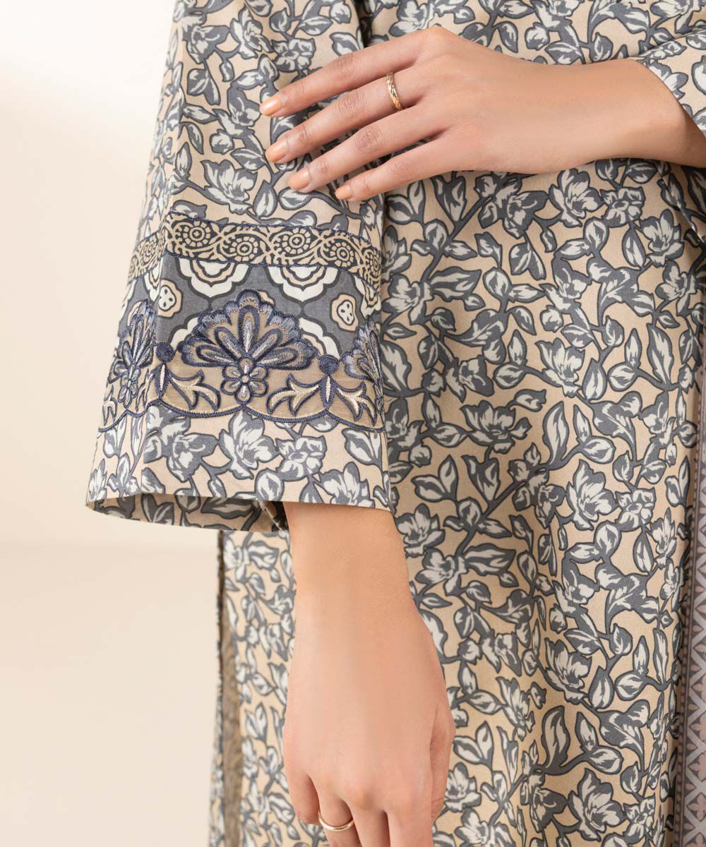 Women's Unstitched Grey Lawn 3 Piece Suit