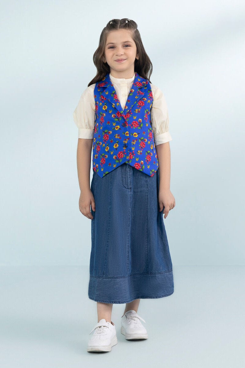 Printed Cotton Satin Waistcoat