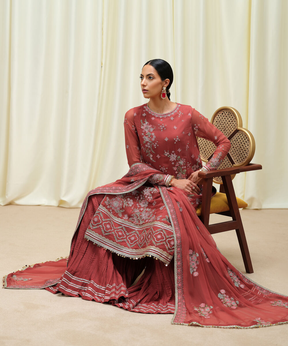 Women's Unstitched Crinkle Chiffon Dyed Three Piece Suit