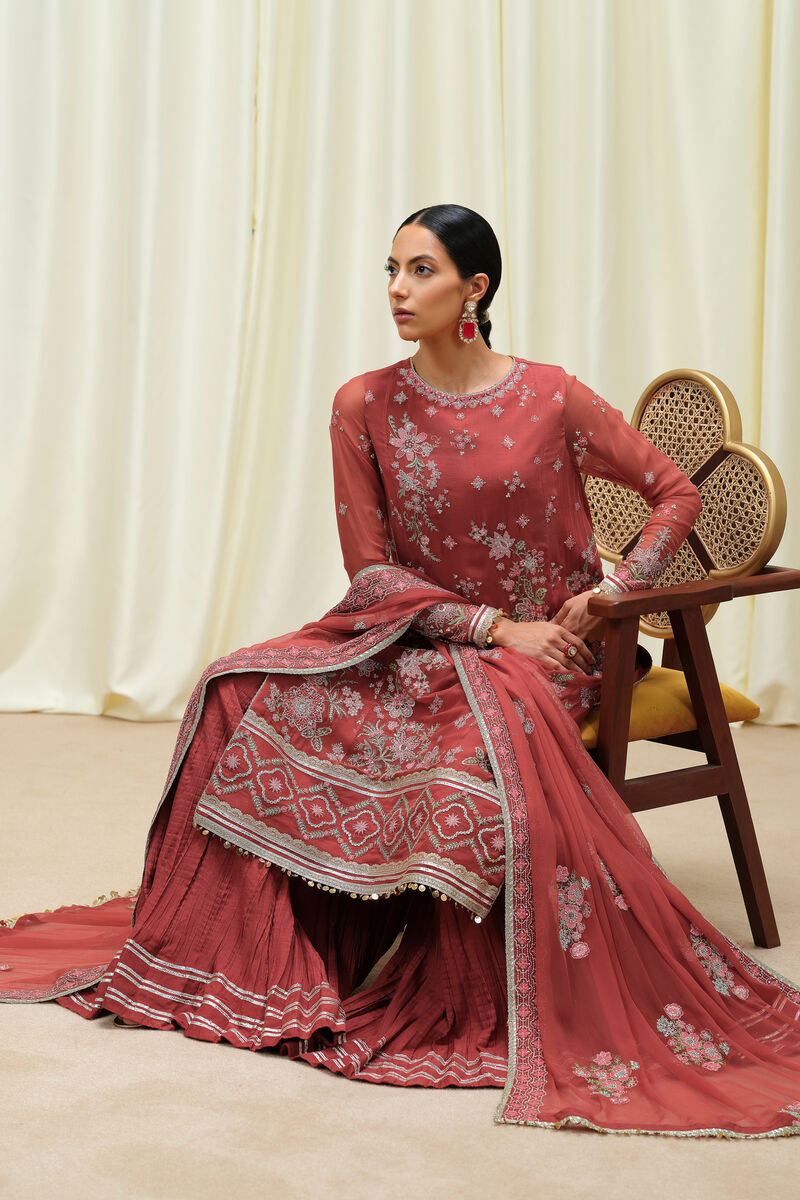 3 Piece - Embroidered Chiffon Suit