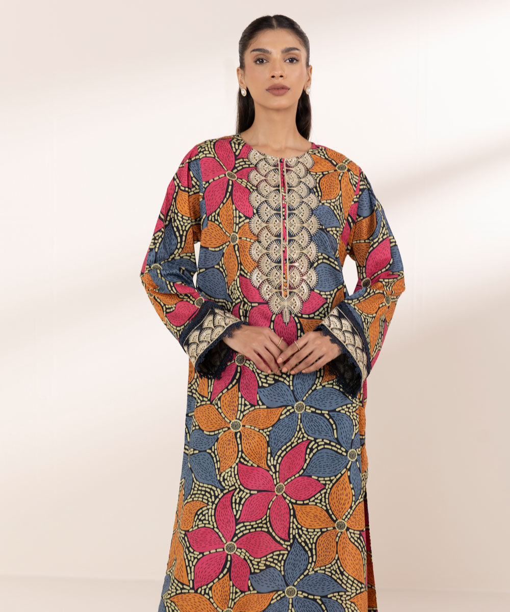 Women's RTW Lawn Multi Embroidered Boxy Shirt