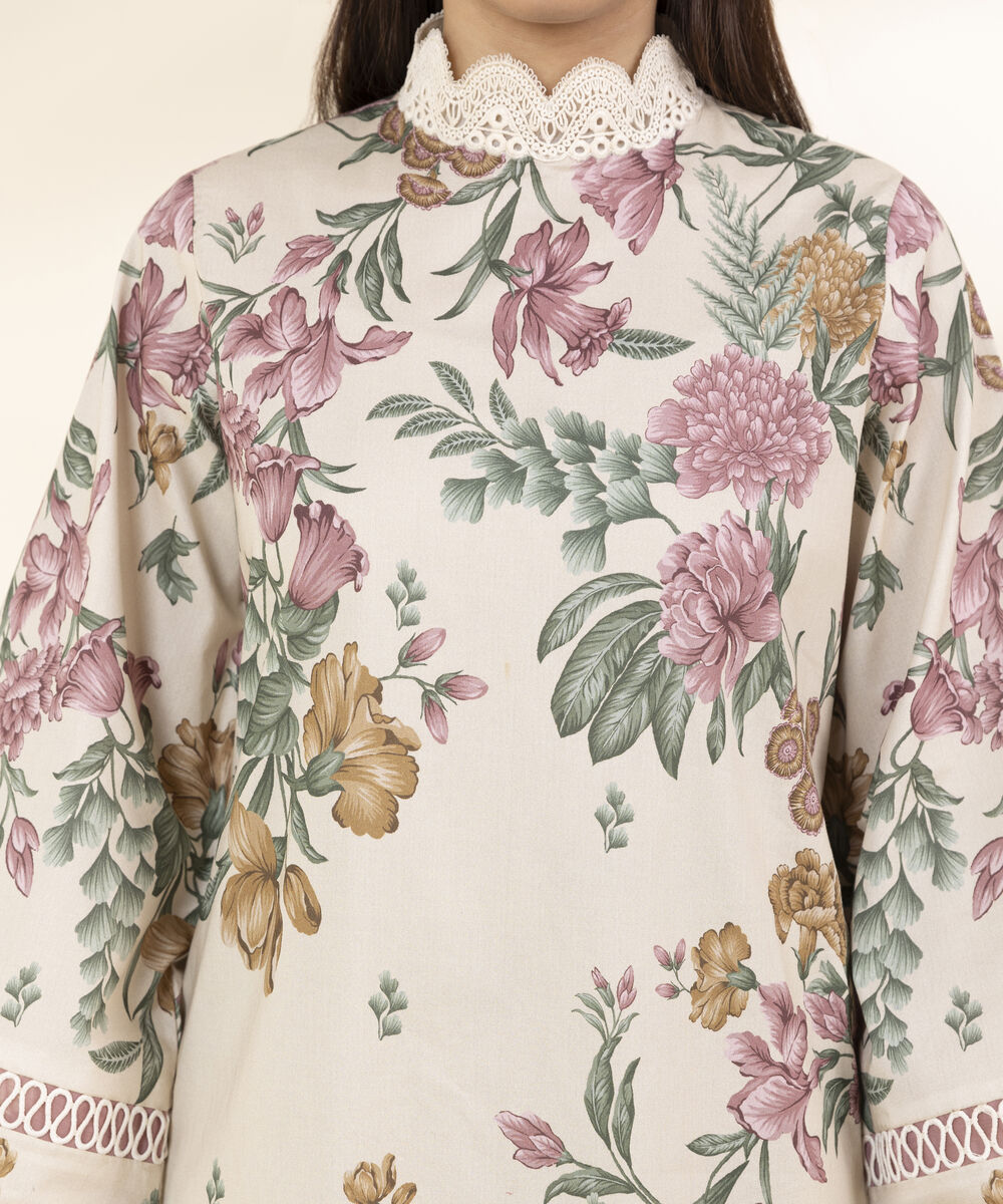 Unstitched Women's Off White Lawn 3 Piece Suit