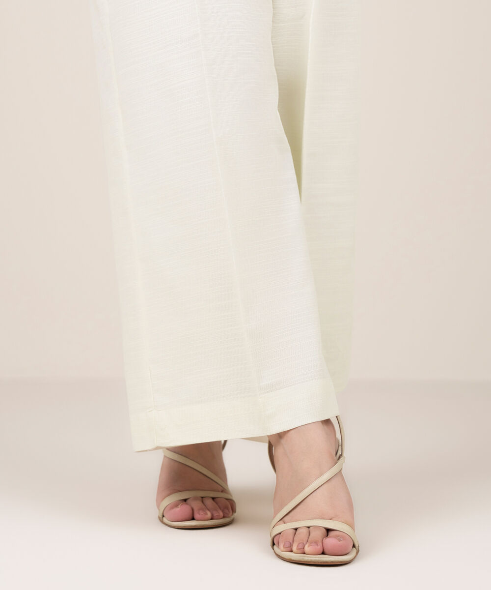 Women's RTW Khaddar Solid Off White Culottes