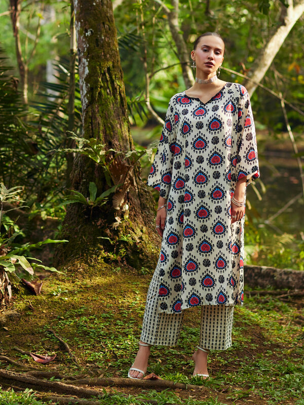 2 Piece - Printed Silk Suit
