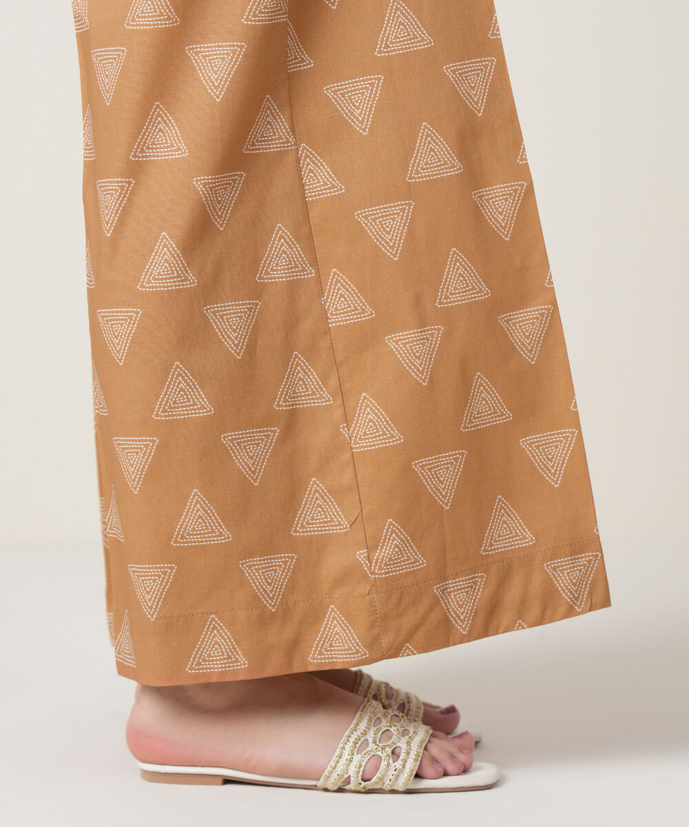 Women's RTW Cambric Peach Printed Trousers