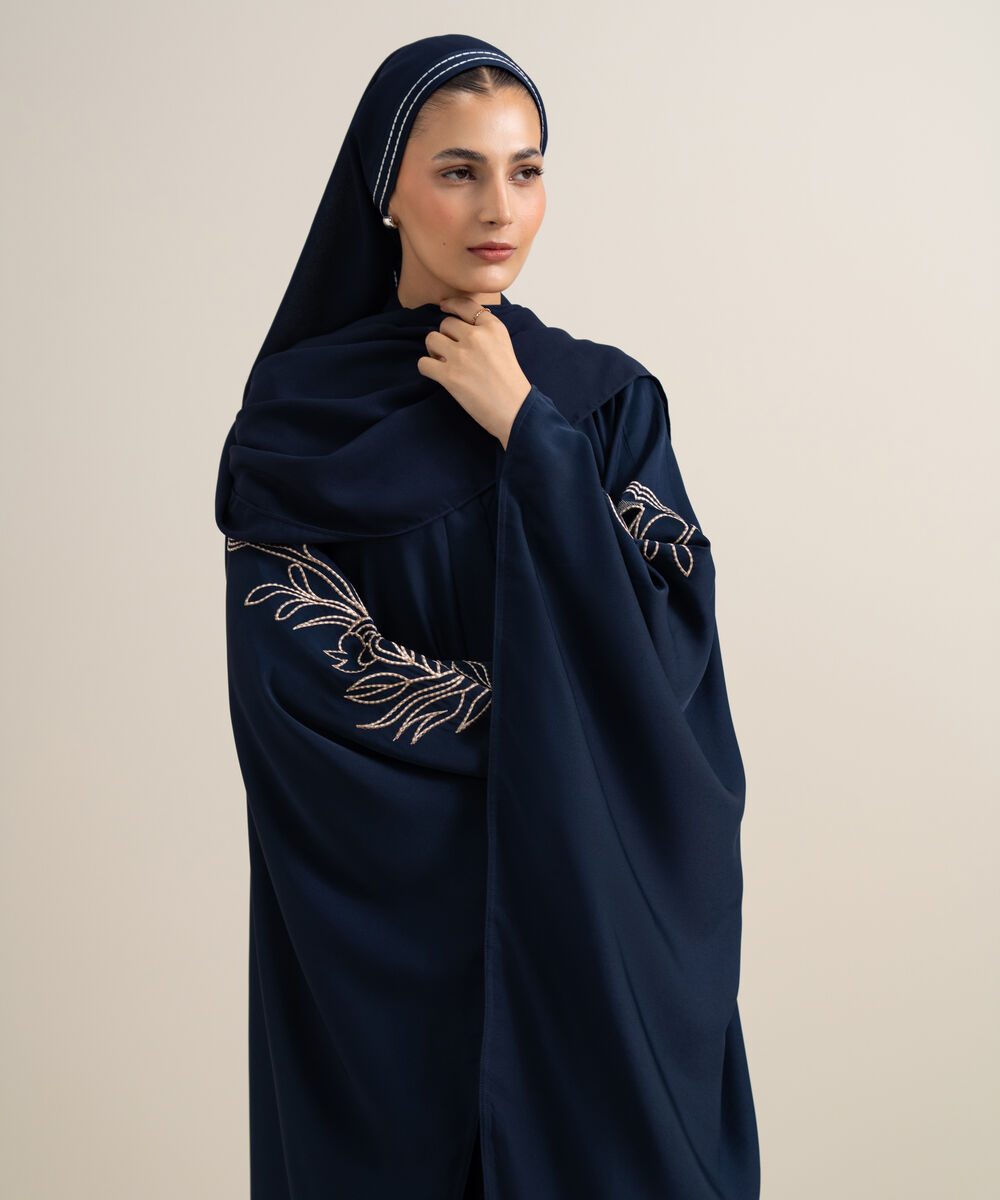 Women's Navy Blue Kaftan Abaya Set
