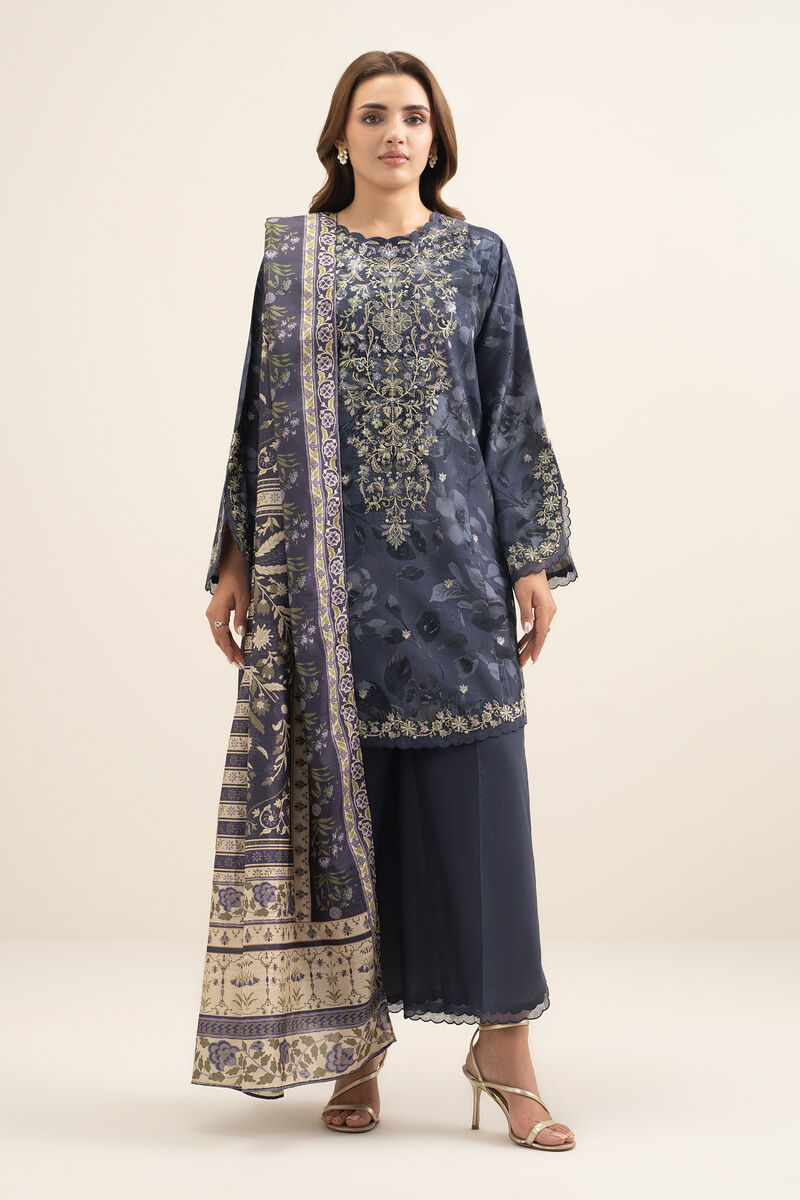3 Piece - Embroidered Cotton Viscose Suit