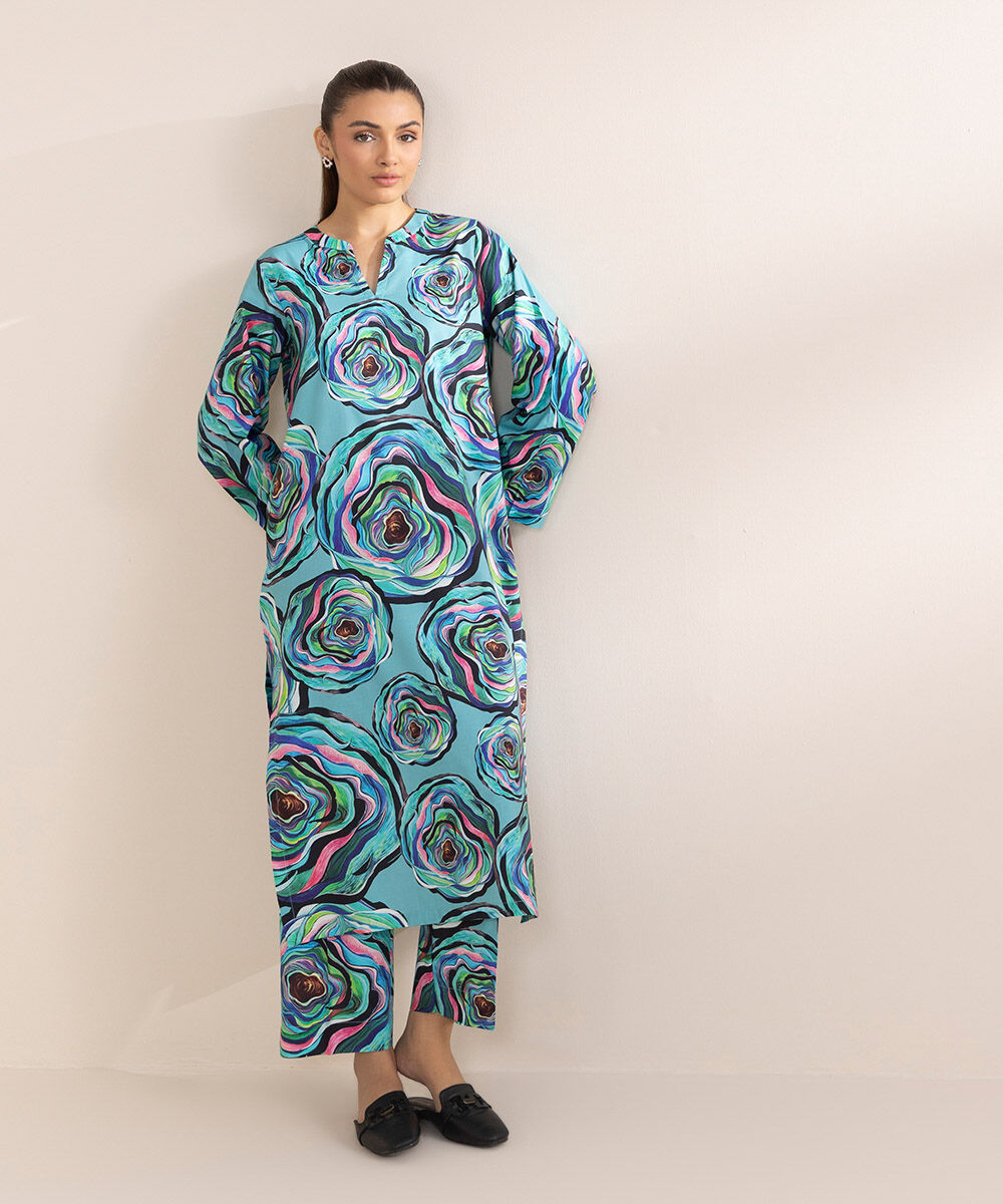 Women's Pret Cotton Viscose Printed Multi A-Line Shirt