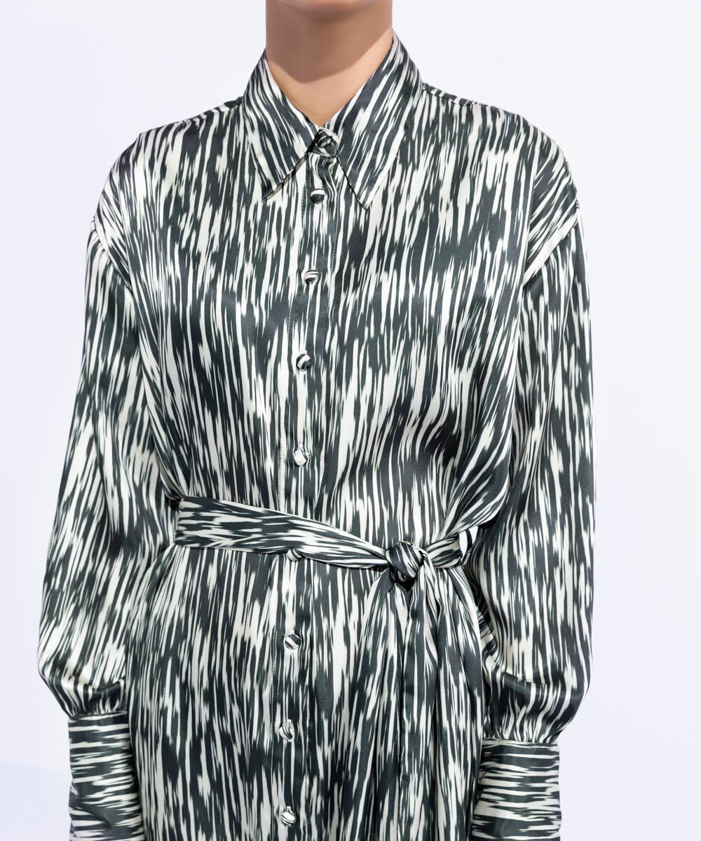 Woman - Multi Silky Printed Dress with Belt