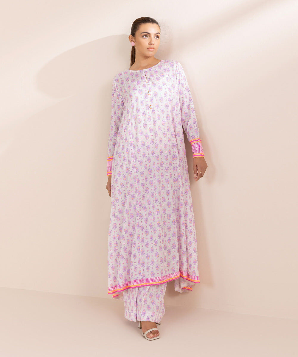 Women's Pret Arabic Lawn Purple Printed A-Line Shirt
