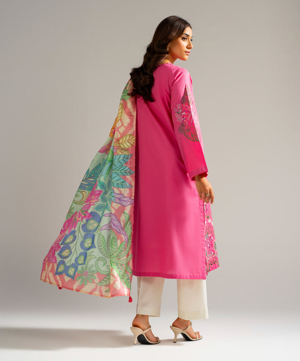Women's RTW Lawn Embroidered Pink 2 Piece Suit
