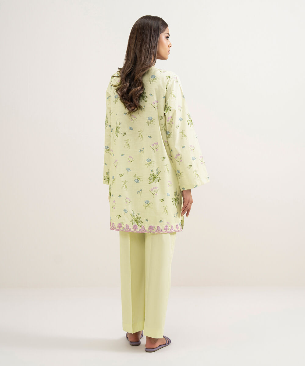 Women's RTW Cambric Embroidered Mint Green Straight Shirt
